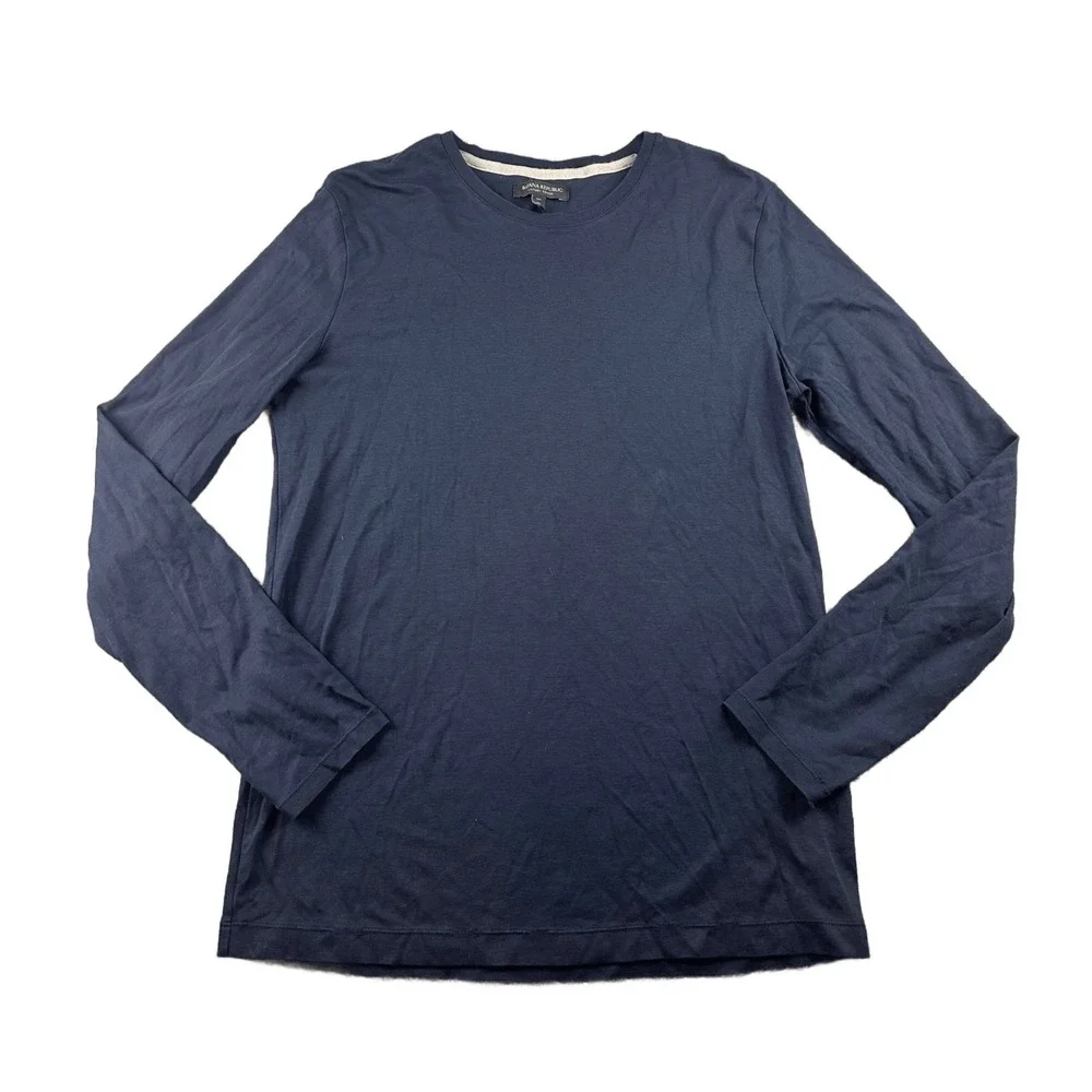 Banana Republic‎ Long Sleeve T-Shirt Men M Tall Blue Luxury Touch Cotton Preppy